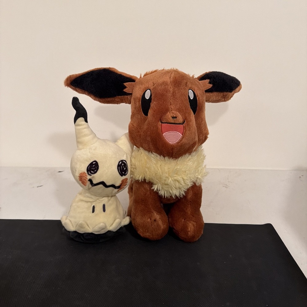 Pokemon Eevee Build A Bear and Mimikyu Stuffed Plush Bundle Brown Animation